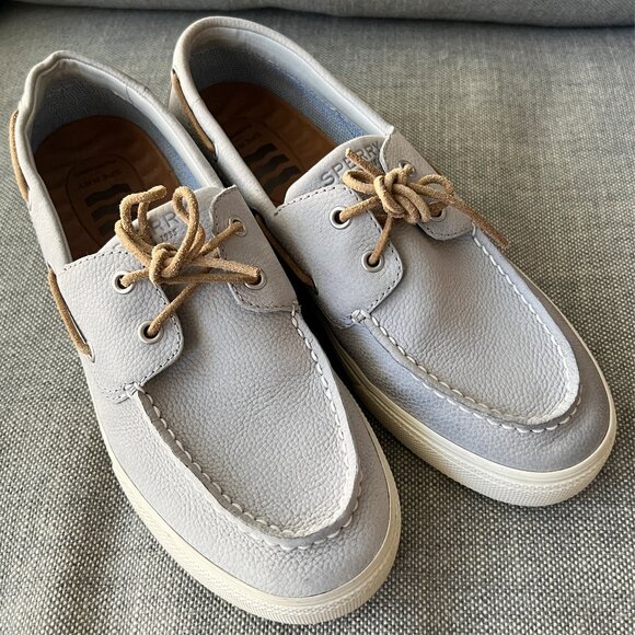 Sperry Other - Sperry Bahama Plushwave Boat Shoes in Light Gray Leather, Men's 9.5